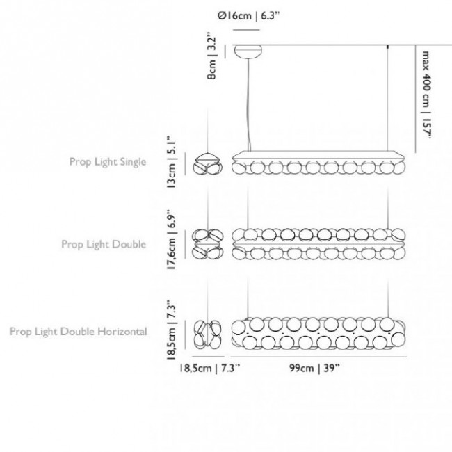 Подвесной светильник MOOOI Prop light Double Horizontal MOLPR0DH36WB
