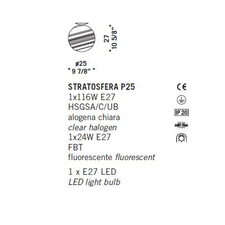 Потолочный светильник De Majo STRATOSFERA P25 0STRA0P25 Потолочный светильник De Majo STRATOSFERA P25 0STRA0P25