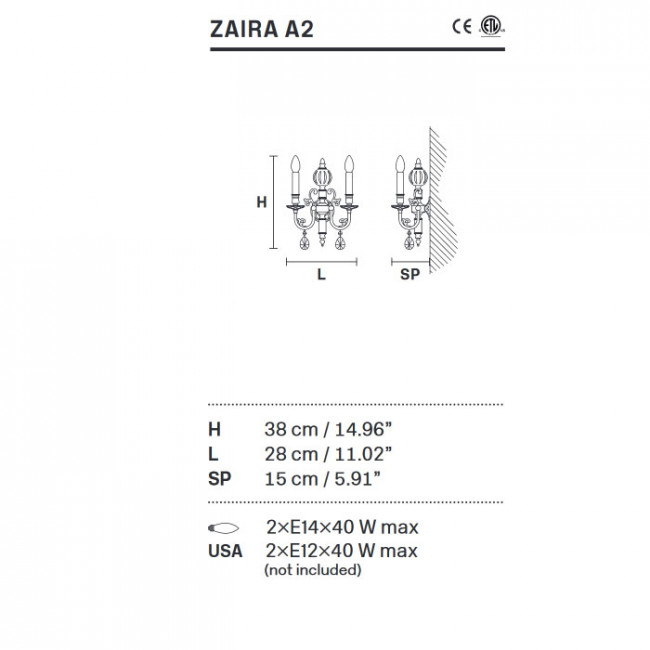 Бра Masiero Zaira A2 G03 Cut