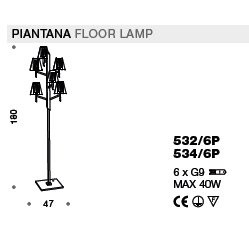 Торшер IDL Prestige 532/6P pure steel Торшер IDL Prestige 532/6P pure steel