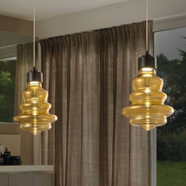 Подвесной светильник Evi Style Trottola Nero Ambra Подвесной светильник Evi Style Trottola Nero Ambra