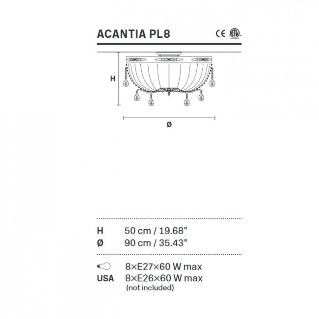Потолочный светильник Masiero Acantia PL8 G03+F01 CUT Потолочный светильник Masiero Acantia PL8 G03+F01 CUT