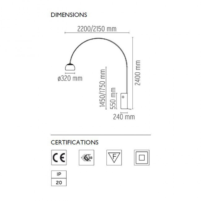 Торшер Flos Arco F0300000 Торшер Flos Arco F0300000