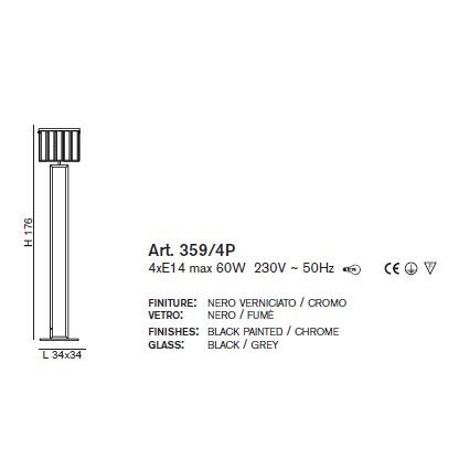 Торшер IDL Roma 359/4P chrome / smoke grey with engraving Торшер IDL Roma 359/4P chrome / smoke grey with engraving