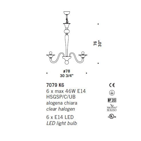 Люстра De Majo 7079 K6 070790K20 cristallo Люстра De Majo 7079 K6 070790K20 cristallo