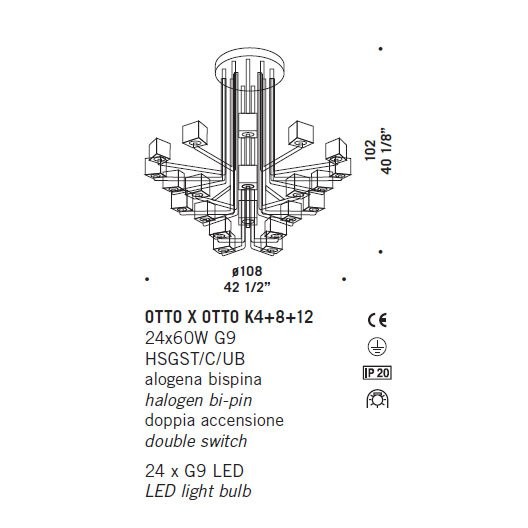 Потолочная люстра De Majo OTTO X OTTO K4+8+12 0OTTO0K24 Потолочная люстра De Majo OTTO X OTTO K4+8+12 0OTTO0K24