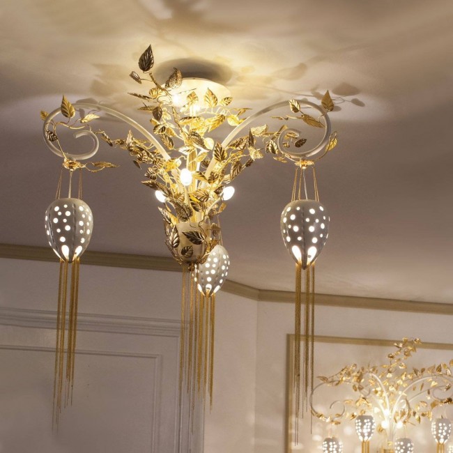 Потолочная люстра Masca Fantasia 1881/3 Bianco lucido oro Потолочная люстра Masca Fantasia 1881/3 Bianco lucido oro