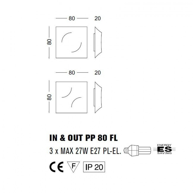 Настенно-потолочный светильник Morosini In&Out PL80 FL 0601PP06BIFL Настенно-потолочный светильник Morosini In&Out PL80 FL 0601PP06BIFL