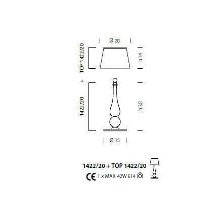 Настольная лампа Sylcom Scrigno 1422/20 K BL.CR + TOP 1422/20 ARG