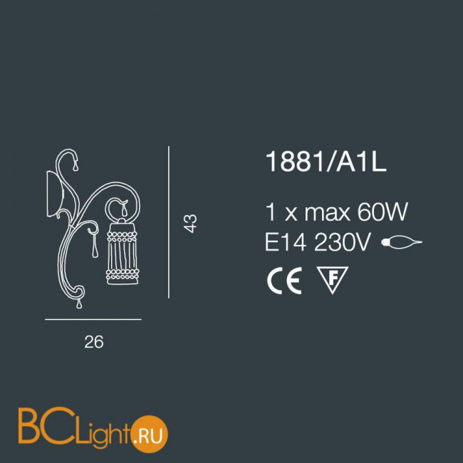 Бра Bellart Casanova 1881/A1L 01/V03