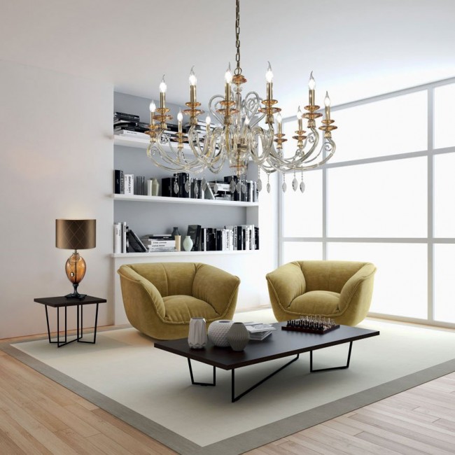 Люстра Euroluce Aurora L12 gold amber