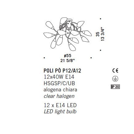 Потолочная люстра De Majo POLI PO P12/A12 0POLI0P-12 multi Потолочная люстра De Majo POLI PO P12/A12 0POLI0P-12 multi
