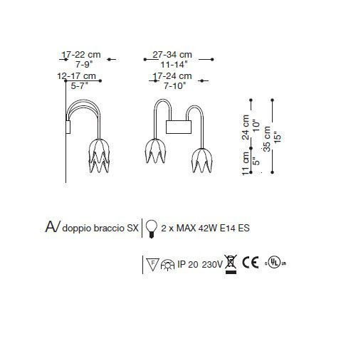 Бра La Murrina 738 - A Doppio Braccio piccolo DD-3S Бра La Murrina 738 - A Doppio Braccio piccolo DD-3S