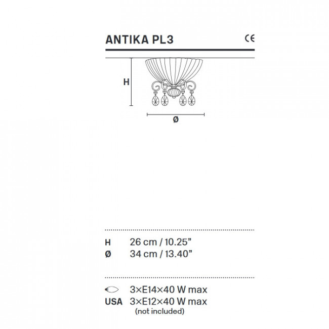 Потолочный светильник Masiero Antika PL3 G15
