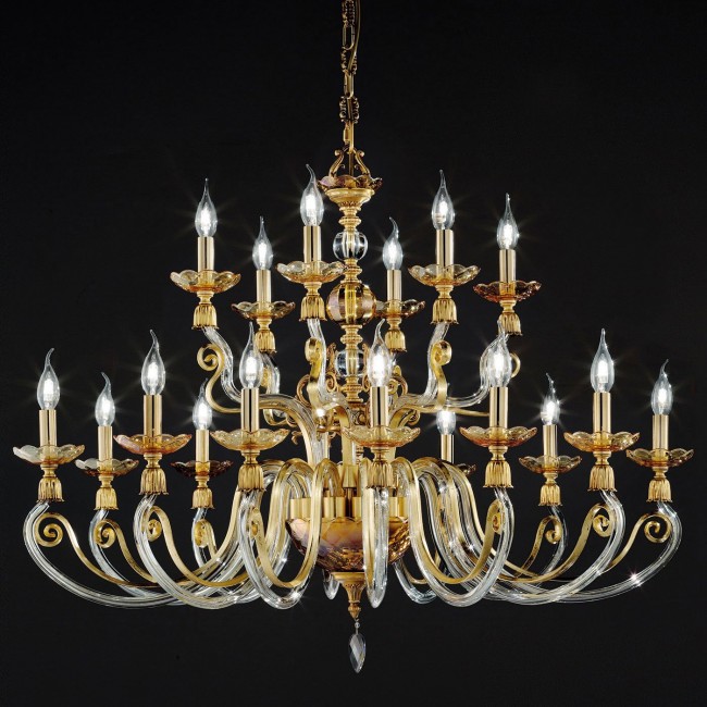 Люстра Euroluce Lyra L12+6 Gold Amber Люстра Euroluce Lyra L12+6 Gold Amber