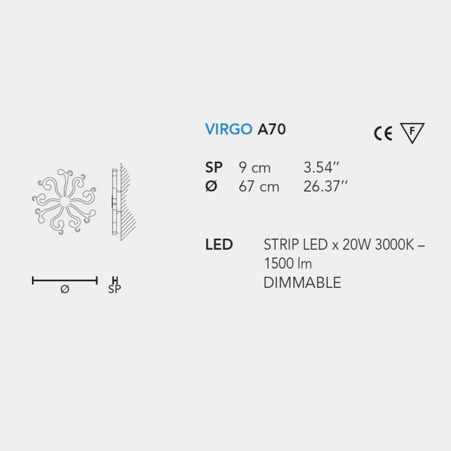 Настенный светильник Masiero Eclettica Virgo A70 V95
