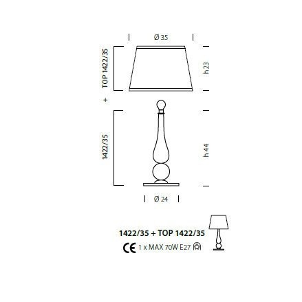 Настольная лампа Sylcom Scrigno 1422/35 K BL.CR + TOP 1422/35 ARG