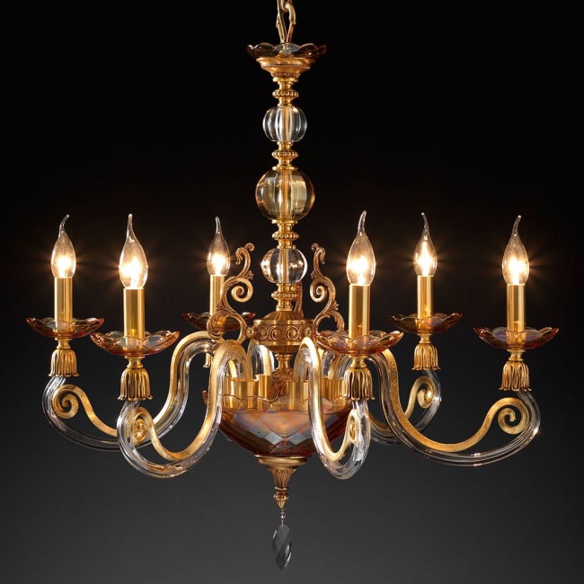 Люстра Euroluce Lyra L6 Gold Amber Люстра Euroluce Lyra L6 Gold Amber