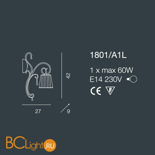 Бра Bellart Venezia 1801/A1L 01/P04 Бра Bellart Venezia 1801/A1L 01/P04