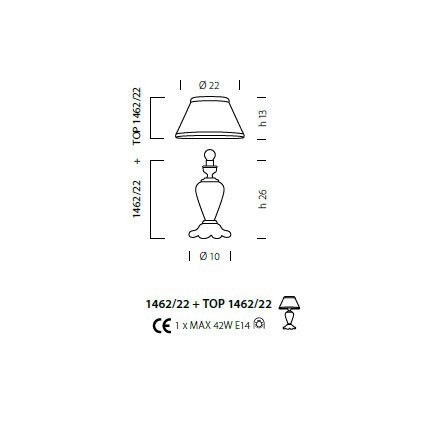 Настольная лампа Sylcom Scrigno 1462/22 D CR + TOP 1462/22 ORO