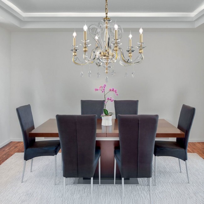 Люстра Euroluce Aurora L6 gold trasparent Люстра Euroluce Aurora L6 gold trasparent