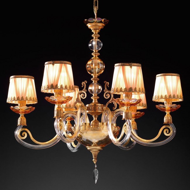 Люстра Euroluce Lyra L6 Gold Amber Shade Люстра Euroluce Lyra L6 Gold Amber Shade