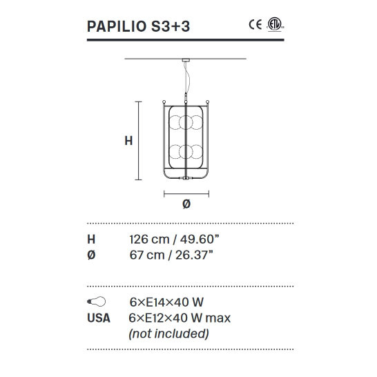 Люстра Masiero Papilio S3+3 V33 Люстра Masiero Papilio S3+3 V33