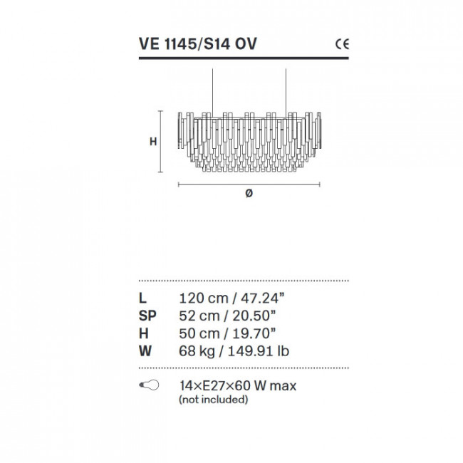 Подвесной светильник Masiero Graniglia VE 1145 S14 OV