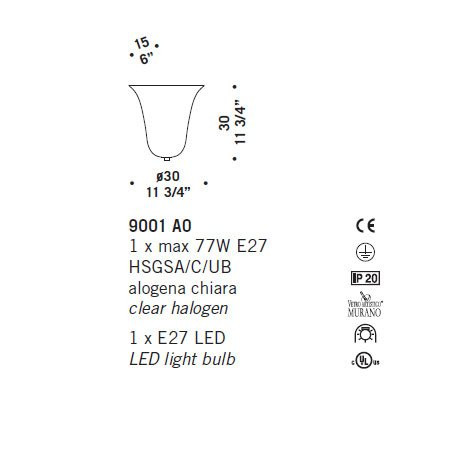 Настенный светильник De Majo 9001 A0 090010A00 Настенный светильник De Majo 9001 A0 090010A00