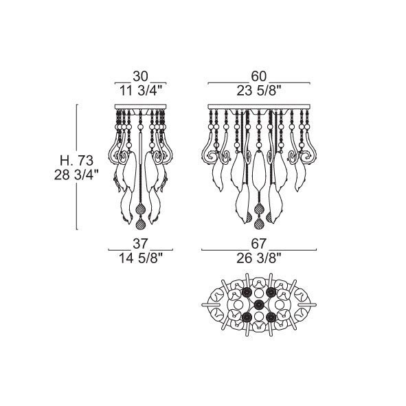 Потолочный светильник MURANOdue Gallery Elysee PL 60 Argento 0000402 Потолочный светильник MURANOdue Gallery Elysee PL 60 Argento 0000402