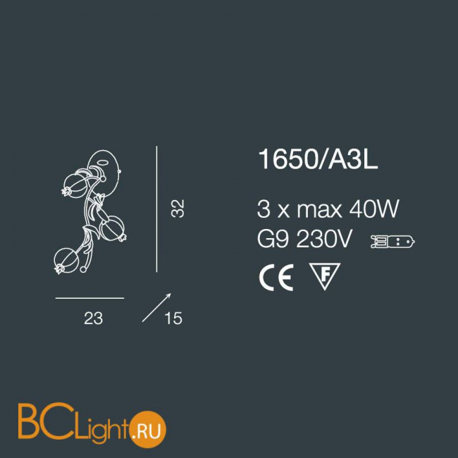 Бра Bellart Ametista 1650/A3L 03/V09 Бра Bellart Ametista 1650/A3L 03/V09