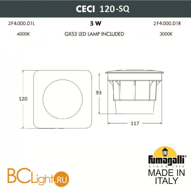 Встраиваемый светильник Fumagalli Ceci 2F4.000.000.LXG1L Встраиваемый светильник Fumagalli Ceci 2F4.000.000.LXG1L