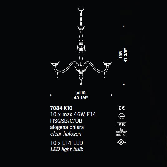 Люстра De Majo 7084 K10 070840K64 Люстра De Majo 7084 K10 070840K64