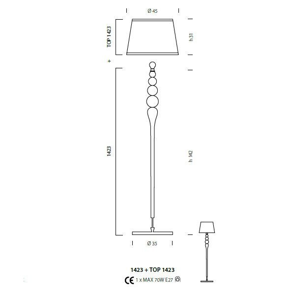 Торшер Sylcom Scrigno 1423 D CR.ORO + TOP 1423 ORO