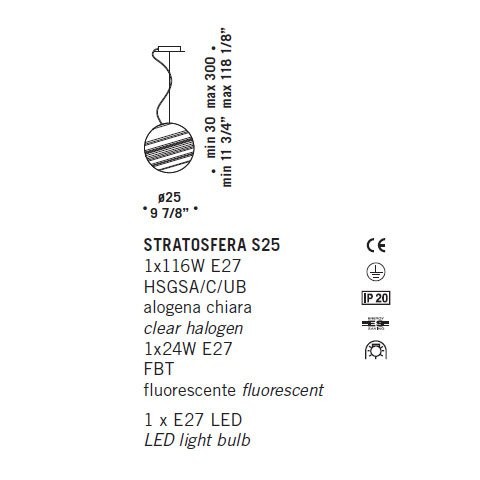 Подвесной светильник De Majo STRATOSFERA S25 0STRA0S25 Подвесной светильник De Majo STRATOSFERA S25 0STRA0S25
