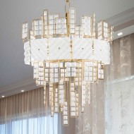 Подвесной светильник IDL Crystalline 493/10 light gold / white glass Подвесной светильник IDL Crystalline 493/10 light gold / white glass