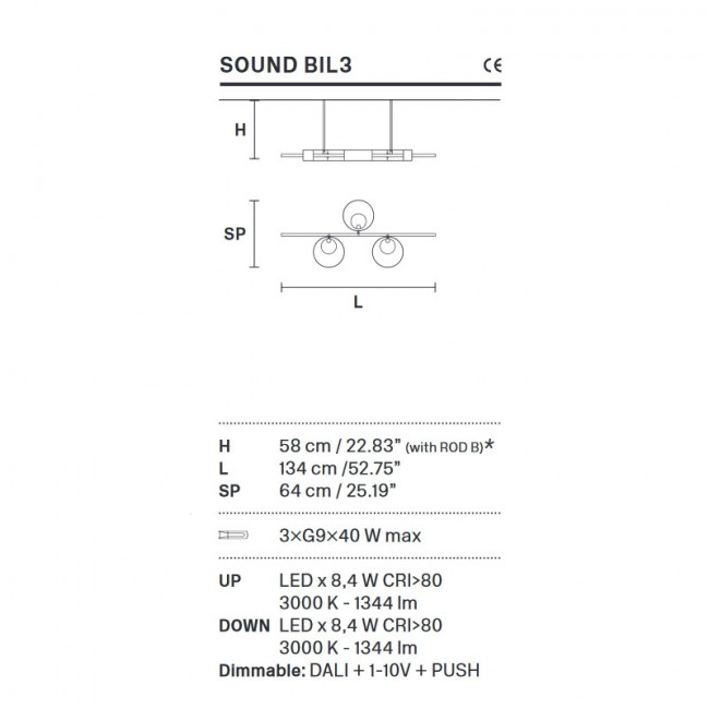 Подвесной светильник Masiero Sound BIL 3 G12
