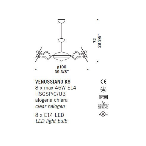 Потолочная люстра De Majo VENUSSIANO K8 0VENU0K80 Потолочная люстра De Majo VENUSSIANO K8 0VENU0K80