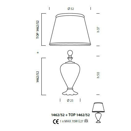 Настольная лампа Sylcom Scrigno 1462/52 D ORO + TOP 1462/35 ORO