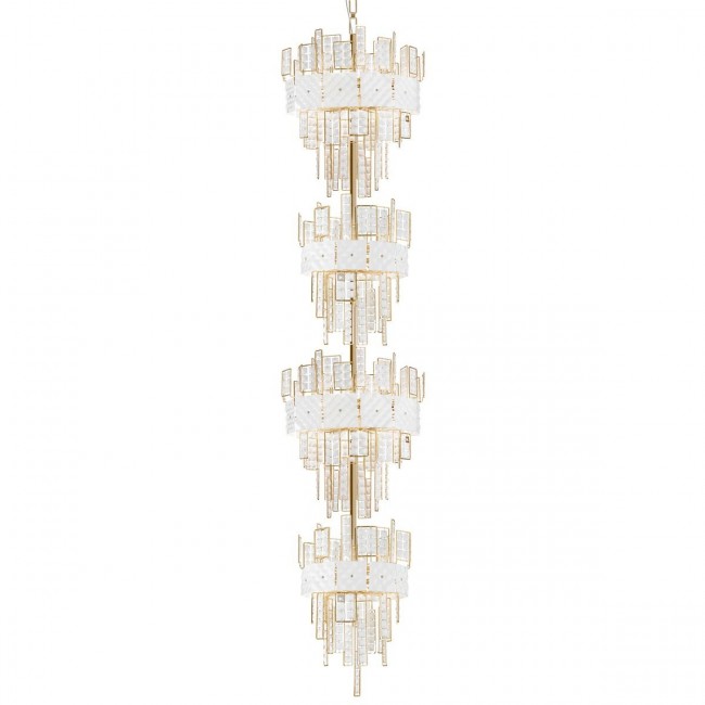 Подвесной светильник IDL Crystalline 493/16+16 light gold / white glass Подвесной светильник IDL Crystalline 493/16+16 light gold / white glass