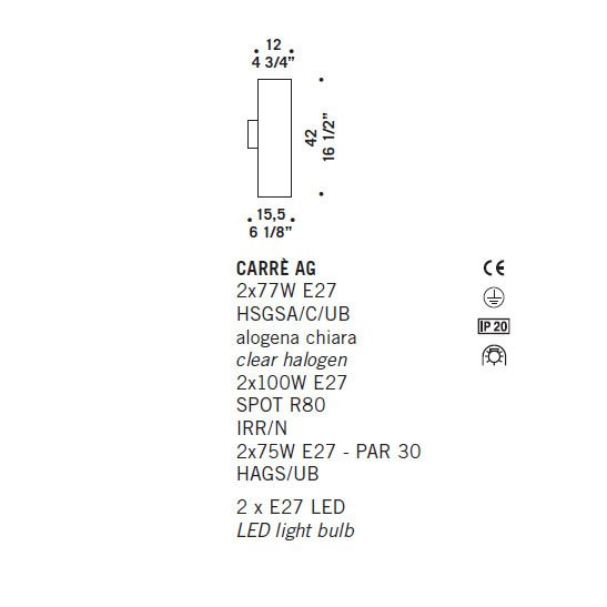 Настенный светильник De Majo CARRE AG 0CARR0A14 Настенный светильник De Majo CARRE AG 0CARR0A14