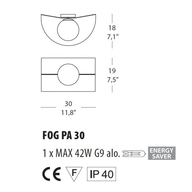 Настенный светильник Morosini Fog 30 PA 0200PA08BIAL