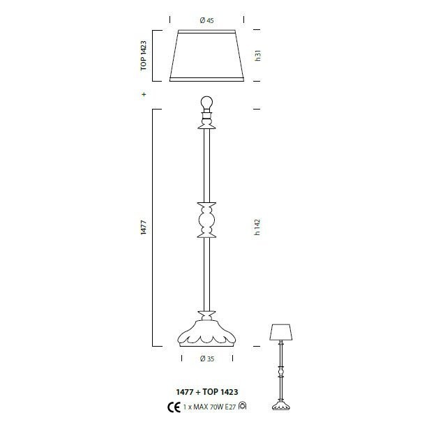Торшер Sylcom Scrigno 1477 CP PO CR.ORO + TOP 1423 ORO
