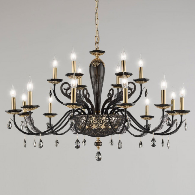 Люстра Euroluce Macrame L12+6 black RAL+gold Люстра Euroluce Macrame L12+6 black RAL+gold