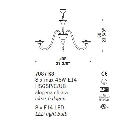 Люстра De Majo 7087 K8 070870K41 Люстра De Majo 7087 K8 070870K41