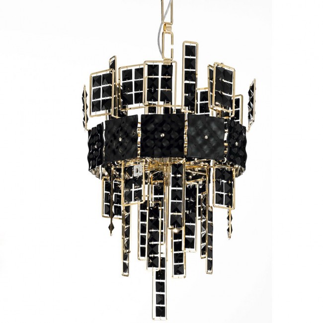 Подвесной светильник IDL Crystalline 493/6 light gold / black glass Подвесной светильник IDL Crystalline 493/6 light gold / black glass