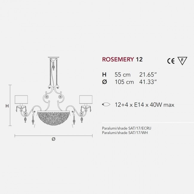 Люстра Masiero Rosemery 12 /V13/ SAT/17/ECRU