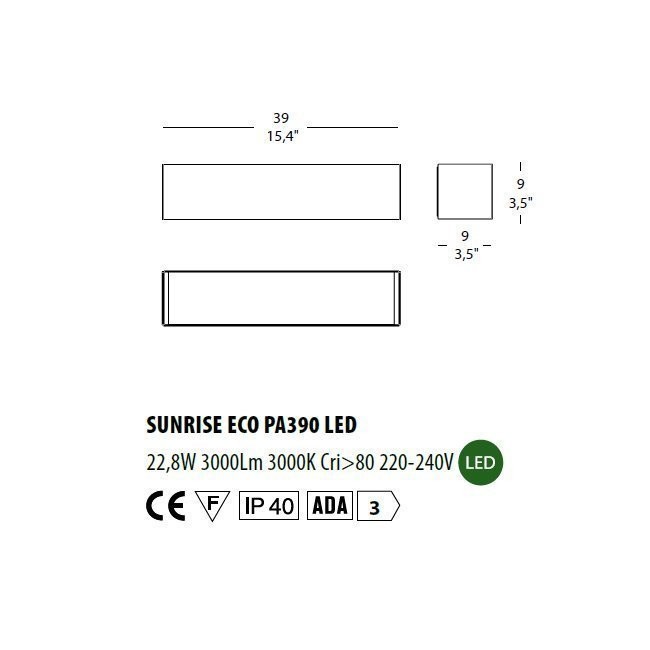 Настенный светильник Morosini Sunrise ECO PA390 LED 0593PA07SAL3 Настенный светильник Morosini Sunrise ECO PA390 LED 0593PA07SAL3