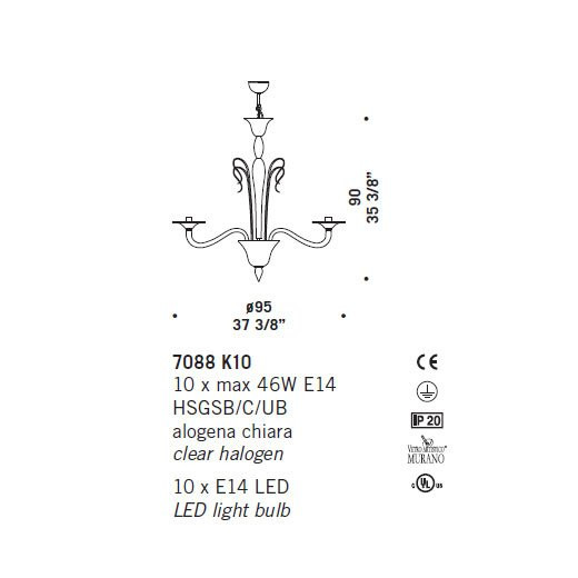 Люстра De Majo 7088 K10 070880K60 black Люстра De Majo 7088 K10 070880K60 black