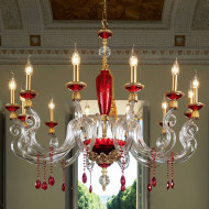 Люстра Euroluce Barocco L12 gold Ruby Люстра Euroluce Barocco L12 gold Ruby